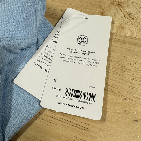 Athleta Wind Down Sleep Shorts Waffle Knit Light Blue Women's Size Medium NWT - Picture 6 of 10